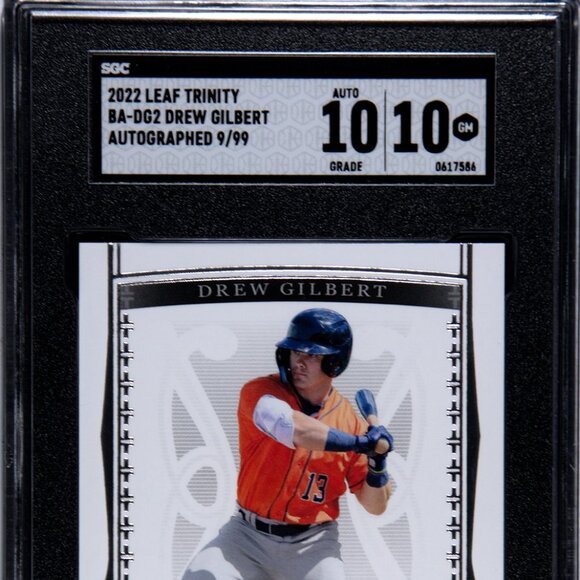 2022 Leaf Trinity Drew Gilbert #BA-DG2 Rookie Auto 9/99 SGC GEM MINT 10/10 - Picture 1 of 3